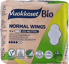 Podpaski higieniczne ze skrzydełkami, 12 szt. - Vuokkoset 100% Bio Normal Wings — Zdjęcie N1