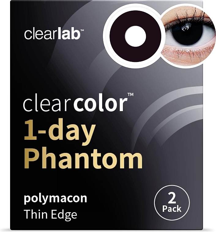 Jednodniowe kolorowe soczewki kontaktowe Black Out, 2 sztuki - Clearlab ClearColor 1-Day Phantom — Zdjęcie N1