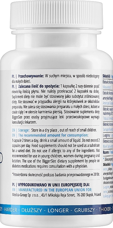 Suplement diety na powiększenie i pogrubienie penisa - Medica-Group Bigger Size Diet Supplement — Zdjęcie N2