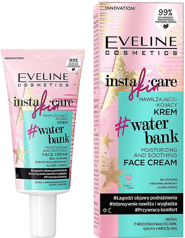 Nawilżająco-kojący krem na dzień i na noc - Eveline Cosmetics Insta Skin Care #Water Bank