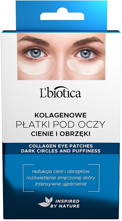 PREZENT! Kolagenowe płatki pod oczy Redukcja cieni i obrzęków - L'biotica Collagen Eye Pads Reduction Of Dark Circles And Puffiness — Zdjęcie N1
