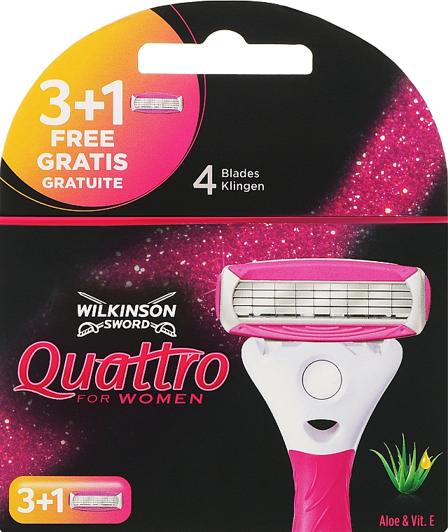 Wymienne ostrza do maszynek do golenia, 3+1 sztuka - Wilkinson Sword Quattro 
