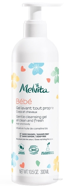 PRZECENA! Oczyszczający żel do włosów dla niemowląt - Melvita Gentle Cleansing Gel * — Zdjęcie 300 ml