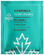 Kup Celulozowa maseczka oczyszczająco-łagodząca do wrażliwej i mieszanej skóry twarzy - Bioearth Vitaminica Single Sheet Face Mask Vitb3 + Parsley