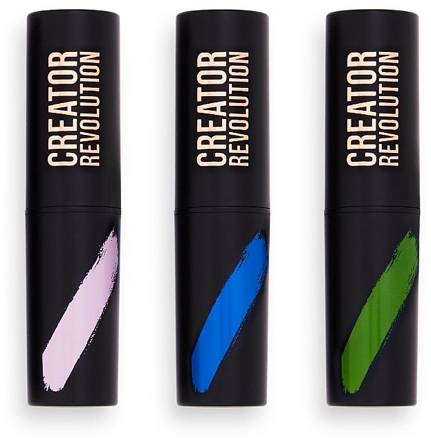 Zestaw sztyftów do makijażu - Makeup Revolution Creator Fast Base Paint Stick Set Pink, Blue & Green — Zdjęcie N3