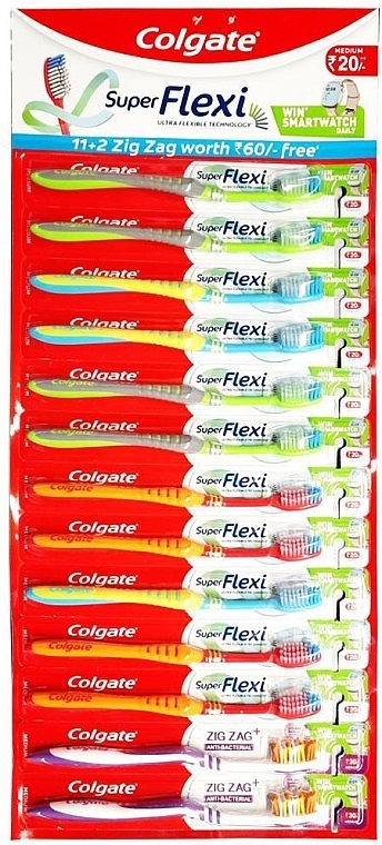 Zestaw szczoteczek do zębów, 13 szt - Colgate Super Flexi — Zdjęcie N1