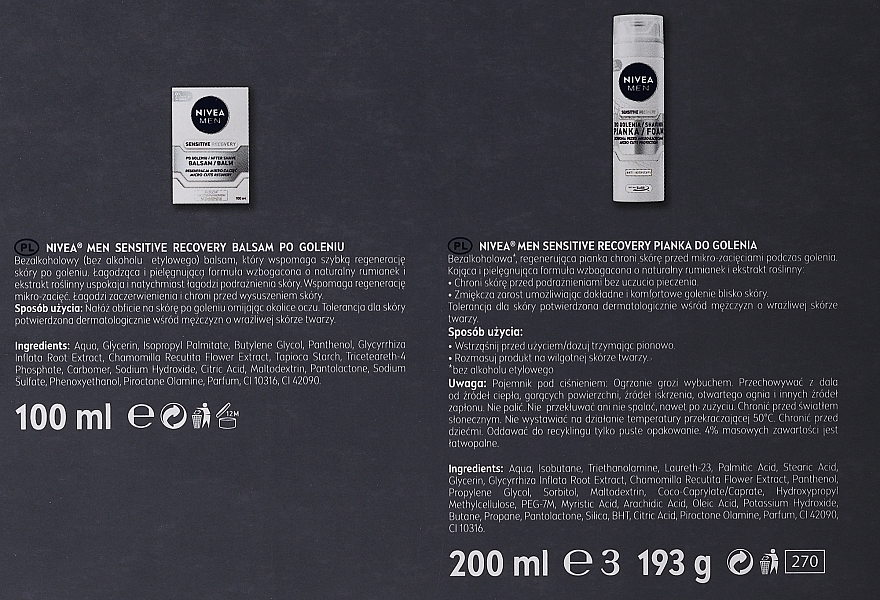 Zestaw - NIVEA MEN Skin Recovery (sh/foam/200ml + ash/balm/100ml) — Zdjęcie N7