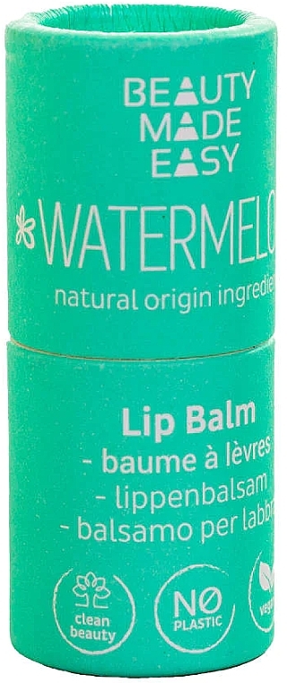 Balsam do ust Arbuz - Beauty Made Easy Vegan Paper Tube Lip Balm Watermelon — Zdjęcie N2
