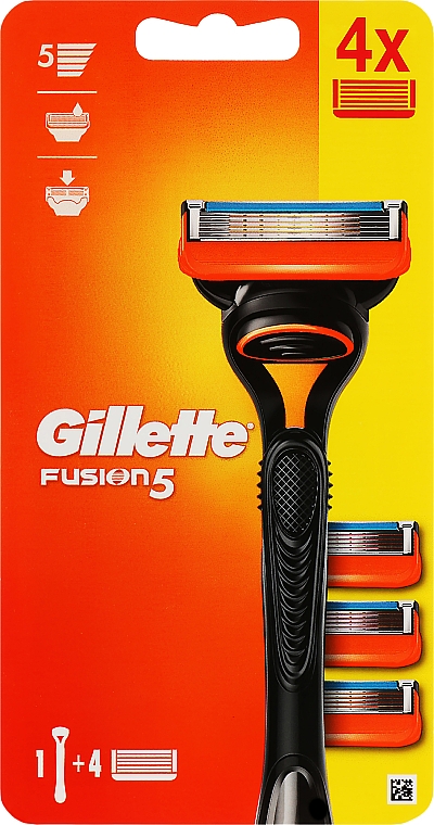 Maszynka do golenia z 4 wymiennymi ostrzami, czarna - Gillette Fusion5 Razor For Men
