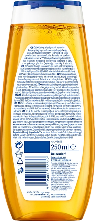 Żel pod prysznic - NIVEA Fresh Care Shower Exotic Feeling Limited Edition — Zdjęcie N2