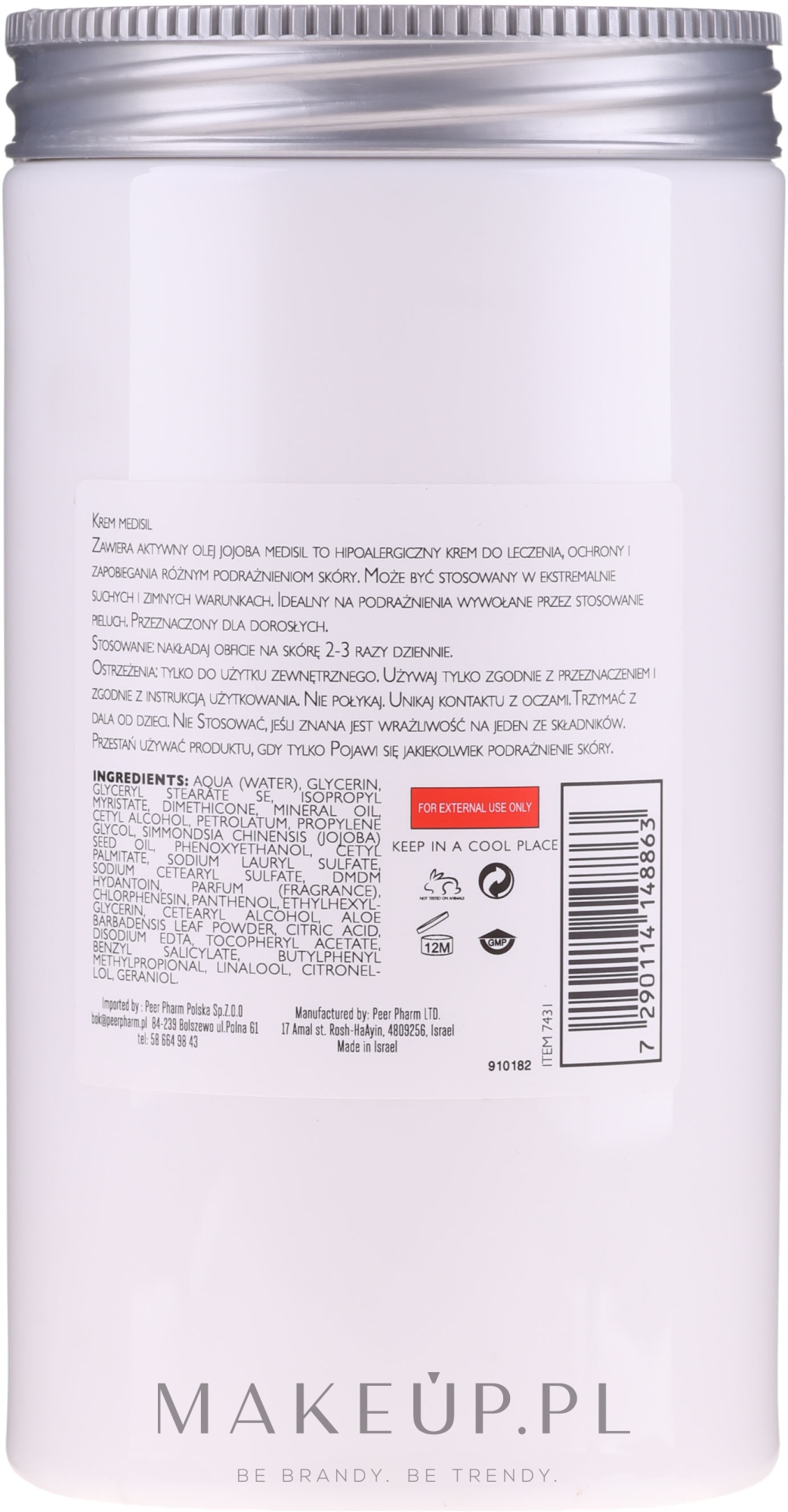 Uniwersalny krem hipoalergiczny o działaniu leczniczym z olejem jojoba - Mediskin Medisil Jojoba Oil Active Cream — Zdjęcie 1000 ml