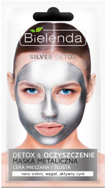 Metaliczna maska do cery mieszanej i tłustej Detoks i oczyszczenie - Bielenda Silver Detox Metallic Mask — Zdjęcie N1