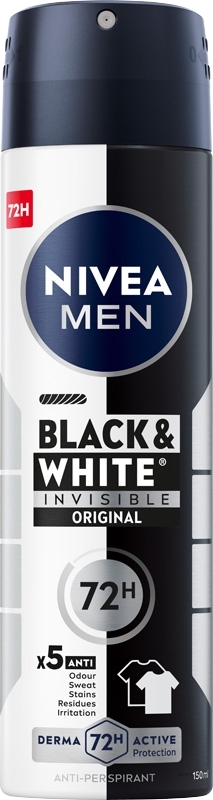 Antyperspirant w sprayu dla mężczyzn - NIVEA MEN Black & White Invisible Original — Zdjęcie 150 ml