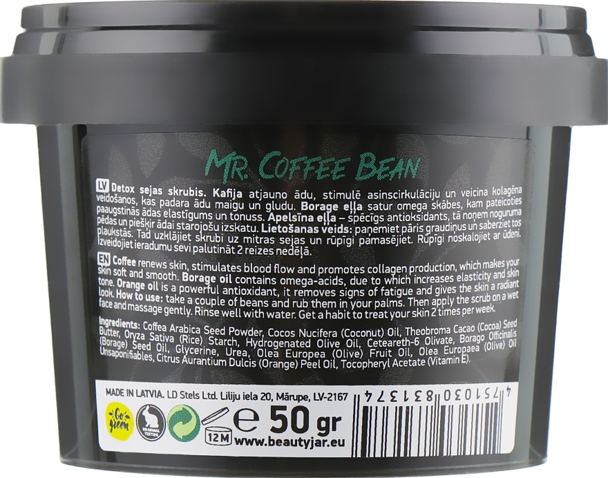 Detoksykujący peeling do twarzy - Beauty Jar Detoxifying Face Scrub Mr. Coffee Bean — Zdjęcie N3