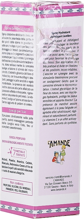 PRZECENA! Przeciwzmęczeniowa mgiełka do nóg - L'Amande Mamma Relaxing Moisturizing Leg Spray * — Zdjęcie N3