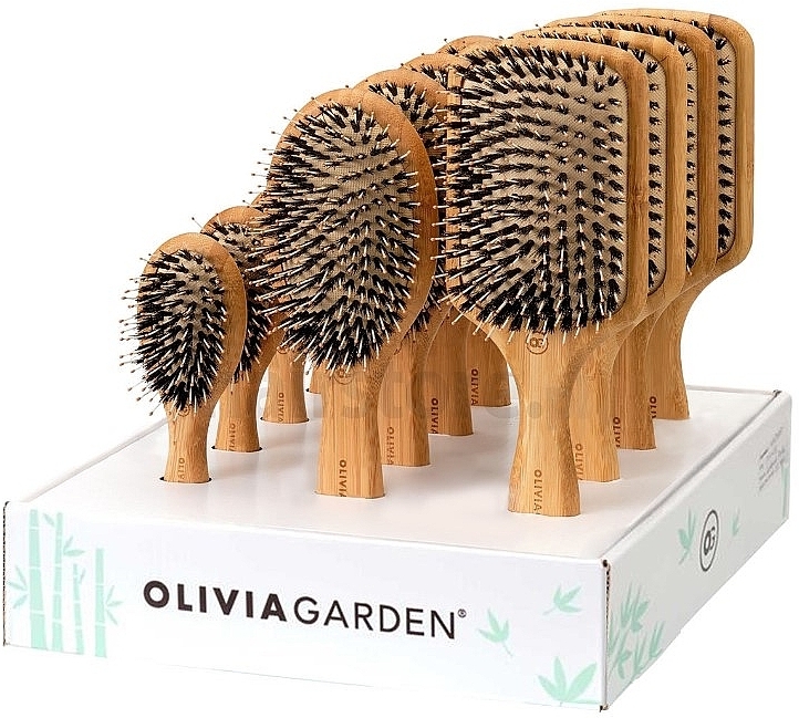 Zestaw szczotek do włosów, 12 sztuk - Olivia Garden Bamboo Touch Combo Display — Zdjęcie N1