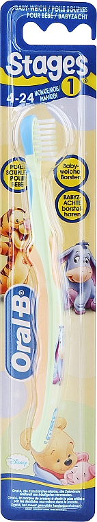 Szczoteczka Etap 1, Osiołek, limonkowo-pomarańczowa - Oral-B — Zdjęcie N1