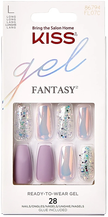 Zestaw sztucznych paznokci, rozmiar L - Kiss Gel Fantasy Ready to Wear Gel Rainbow Rings — Zdjęcie N1