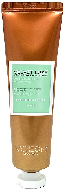Krem do rąk i ciała ze świeżym ogórkiem - Voesh Velvet Luxe Vegan Body & Hand Cream Cucumber Fresh — Zdjęcie N1