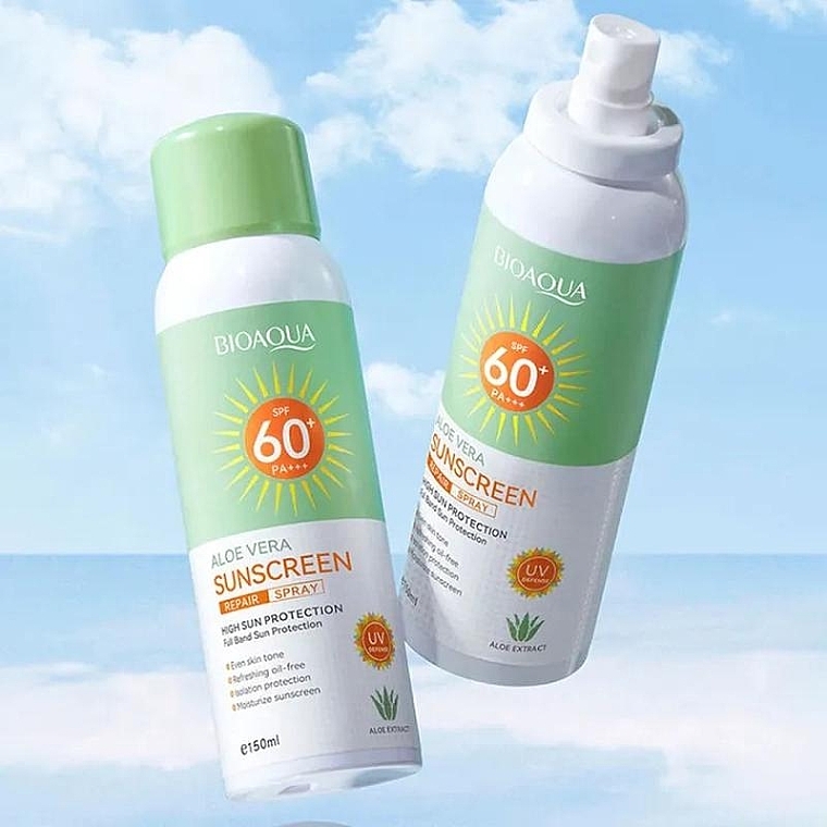 Spray przeciwsłoneczny do twarzy z ekstraktem z aloesu - Bioaqua Aloe Vera Sunscreen Repair Spray SPF60+ — Zdjęcie N2