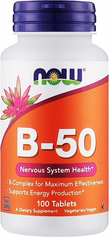 Kapsułki wegetariańskie z kompleksem witamin z grupy B wspierające układ nerwowy - Now Foods Vitamin B-50 — Zdjęcie N1