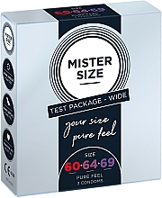 Kup Prezerwatywy lateksowe, rozmiar 60-64-69, 3 szt. - Mister Size Test Package Wide Pure Fell Condoms