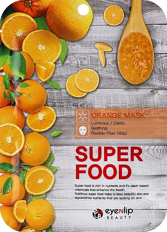Maska w płachcie z ekstraktem z pomarańczy - Eyenlip Super Food Orange Mask — Zdjęcie N1