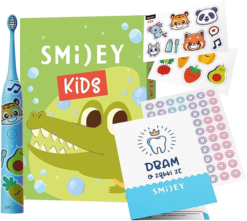 Elektryczna szczoteczka do zębów dla dzieci, niebieska - Smiley Kids — Zdjęcie N1