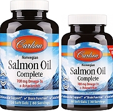 PRZECENA! Zestaw olej z łososia - Carlson Labs Norwegian Salmon Oil Complete (capsule/120 szt + capsule/60 szt) * — Zdjęcie N1