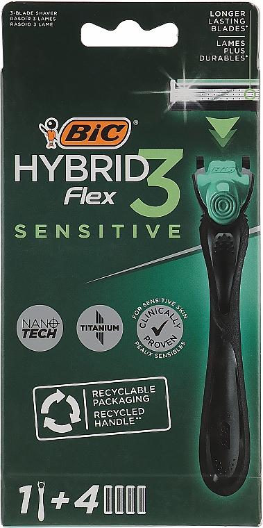 Maszynka do golenia z 4 wymiennymi ostrzami - Bic Flex 3 Hybrid Sensitive