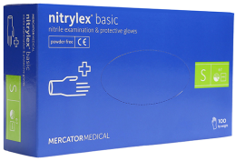 Kup Rękawice winylowe bezpudrowe niebieskie, rozmiar S - Mercator Medical Nitrylex Basic