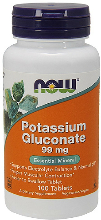 Potas, 99mg - Now Foods Potassium Gluconate — Zdjęcie N2