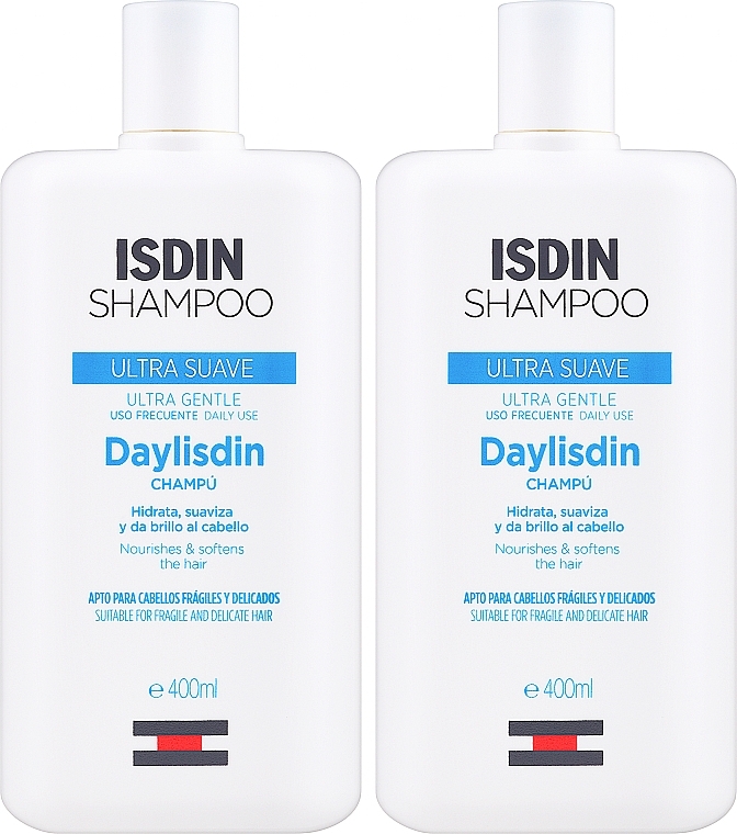 Zestaw - Isdin Daylisdin Ultra Gentle Shampoo (shmp/2x400ml) — Zdjęcie N1
