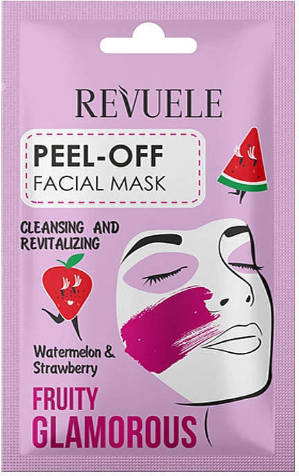Maska peel-off do twarzy Arbuz i truskawka - Revuele Fruity Glamorous Peel-off Facial Mask With Watermelon&Strawberry — Zdjęcie N1
