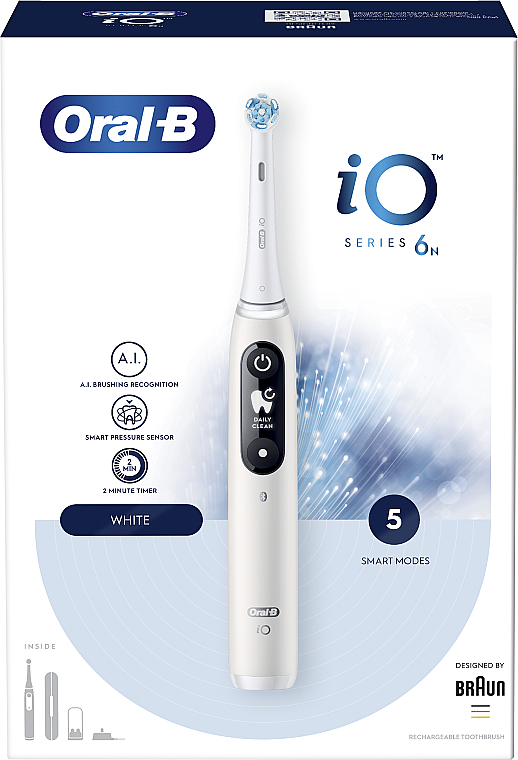 Elektryczna szczoteczka do zębów, biała - Oral-B Braun iO Series 6 — Zdjęcie N11