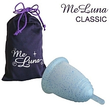 Kubeczek menstruacyjny, rozmiar M, brokatowy niebieski - MeLuna Classic Menstrual Cup Stem — Zdjęcie N1