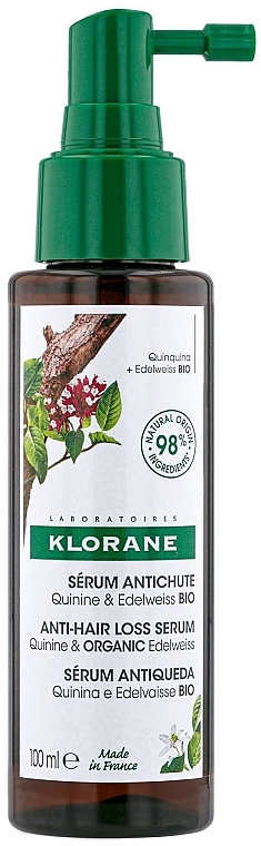 Serum przeciw wypadaniu włosów z Chininą i Organiczną Szarotką - Klorane Hair Strengthening Serum With Quinine & Organic Edelweiss Against Hair Loss — Zdjęcie N1