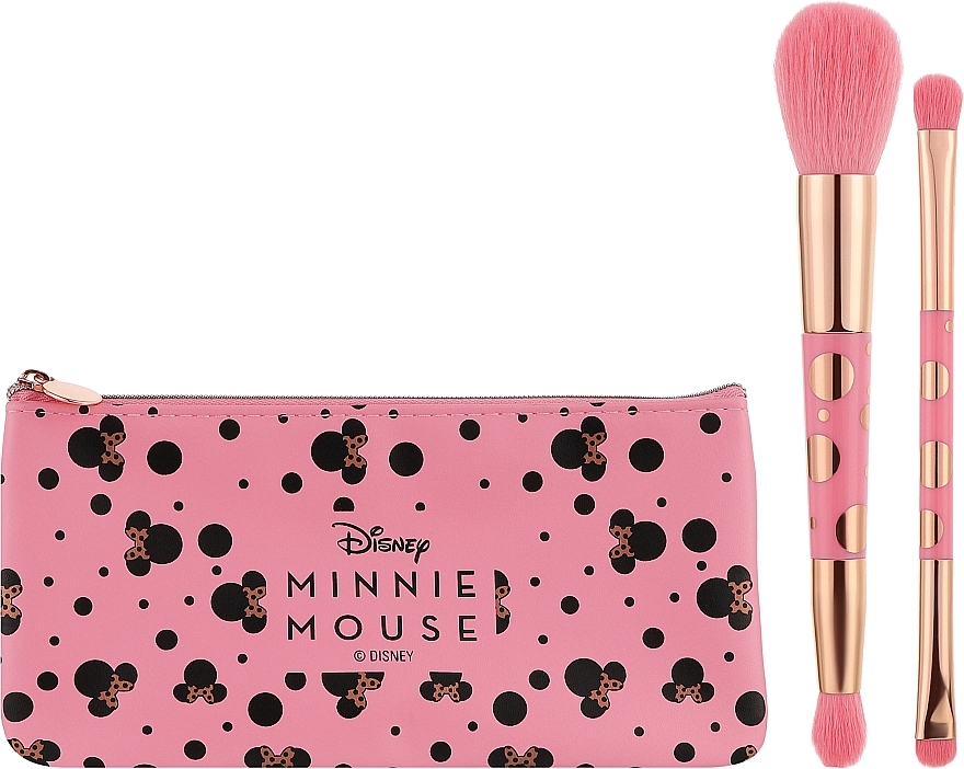 Zestaw - Makeup Revolution Disney's Minnie Mouse Brush Set (brush 2 pc + bag) — Zdjęcie N2