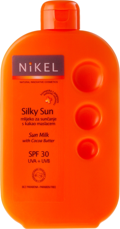 Mleczko do ciała z olejem kokosowym - Nikel Silky Sun Milk with Cocoa Butter SFP 30 — Zdjęcie N1
