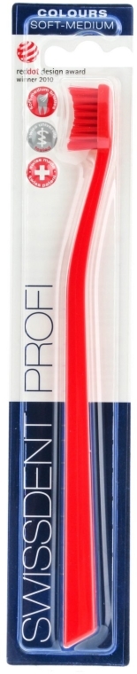 Szczoteczka do zębów, średnia twardość, czerwona - SWISSDENT Profi Colours Soft-Medium Toothbrush Red&Red — Zdjęcie N1
