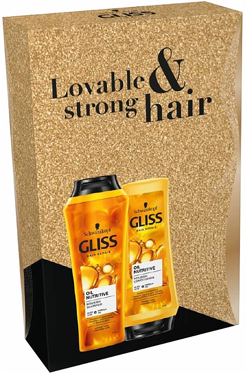 Zestaw - Gliss Kur Oil Nutritive Lovable & Strong Hair (shm/250ml + balm/200ml) — Zdjęcie N1