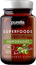 Kup Suplement diety wspomagający odporność Ekstrakt z liści oliwki + cynk + czosnek - Purella Superfood Olive Leaf Extract 450mg