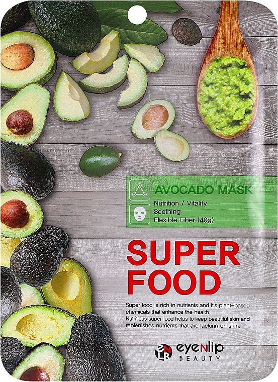 Maska do twarzy w płachcie Awokado - Eyenlip Super Food Avocado Mask — Zdjęcie N1