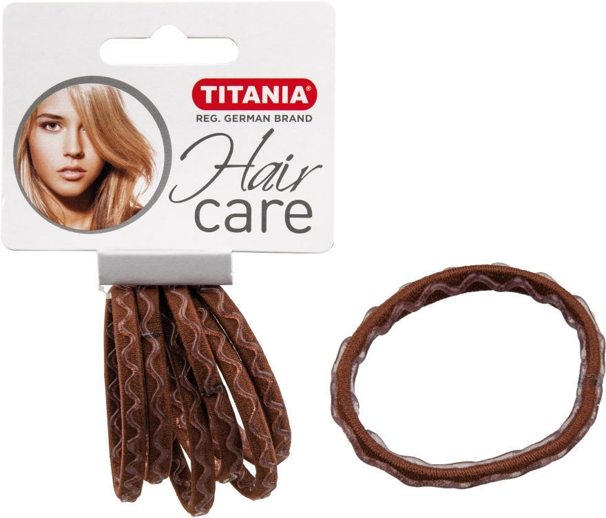 Gumka do włosów Anti Ziep (nylonowa, brązowa, śr. 4 cm, 6 szt.) - Titania — Zdjęcie N1