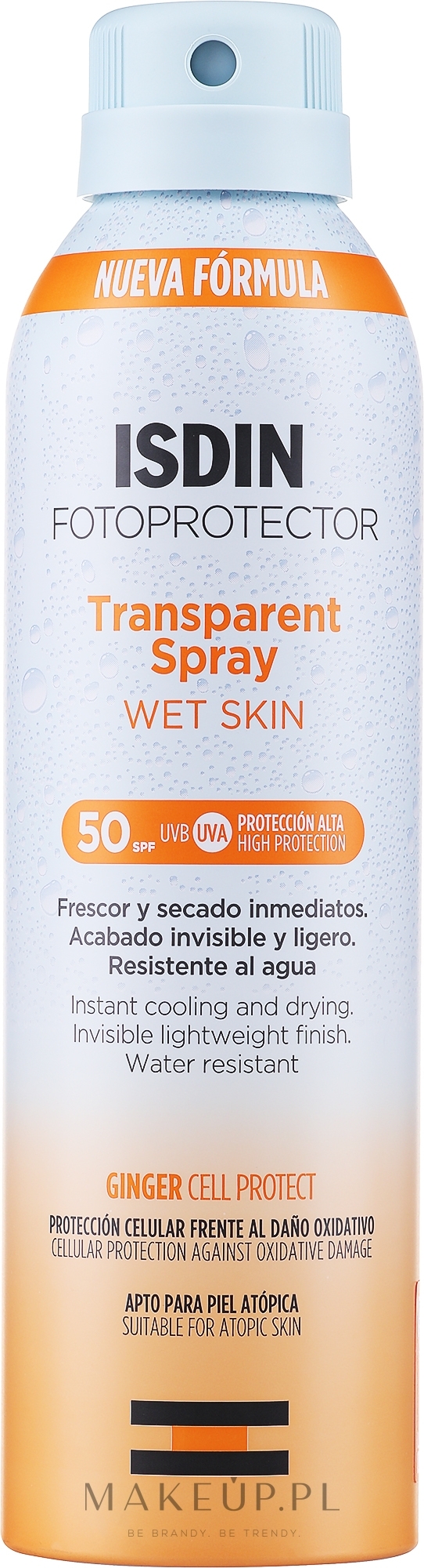 Przeciwsłoneczny spray transparentny - Isdin Fotoprotector Transparent Spray Wet Skin SPF 50+ — Zdjęcie 250 ml