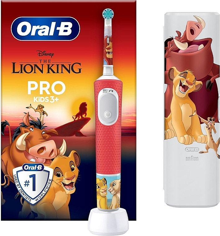 Elektryczna szczoteczka do zębów dla dzieci z futerałem podróżnym, Król Lew - Oral-B Pro Kids 3+ Disney The Lion King — Zdjęcie N1