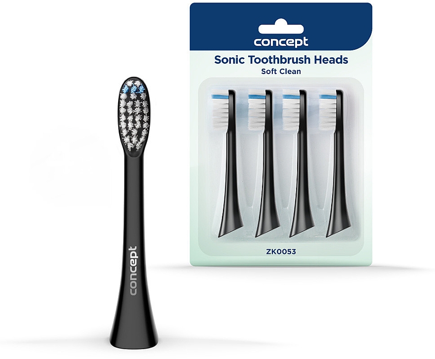 Wymienne główki do szczoteczki do zębów, ZK0053, czarne - Concept Sonic Toothbrush Heads Soft Clean — Zdjęcie N1