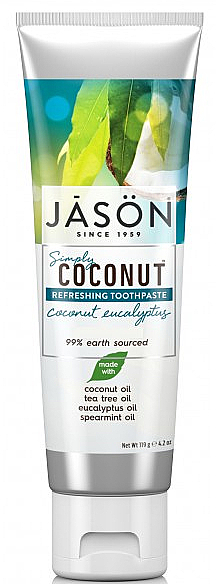 Odświeżająca pasta do zębów z olejem kokosowym i eukaliptusem - Jason Natural Cosmetics Simply Coconut  — Zdjęcie N1