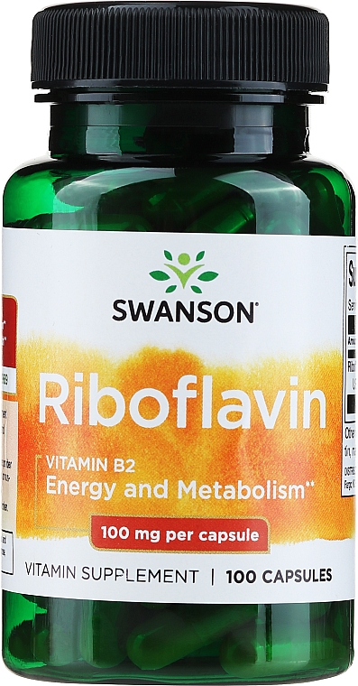 Suplement diety z witaminą B2, 100 mg, 100 szt. - Swanson Riboflavin Vitamin B2 — Zdjęcie N1