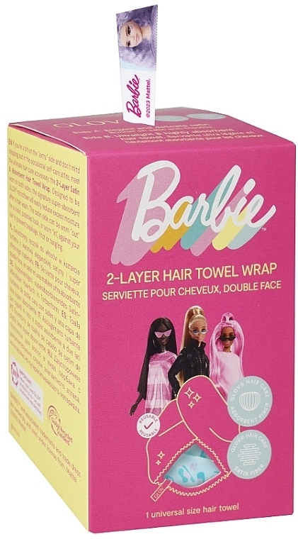 Dwustronny satynowy ręcznik do włosów Barbie, niebieska panterka - Glov Double-Sided Satin Hair Towel Wrap Barbie Blue Panther — Zdjęcie N2